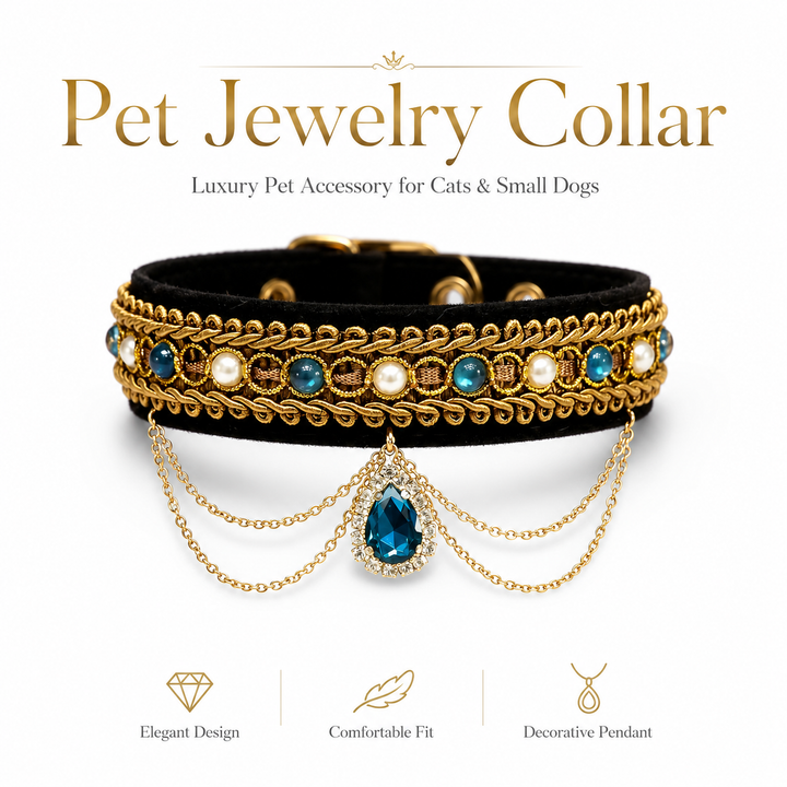 Blue Teardrop Velvet Pet Choker