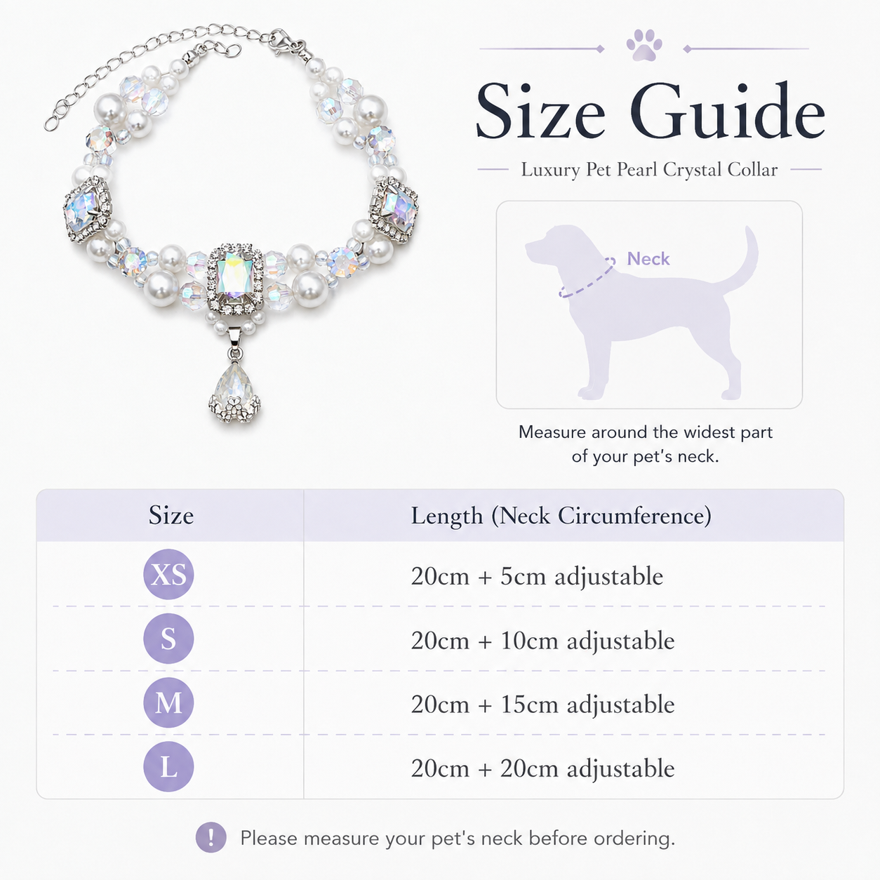 Adjustable Luxury Crystal Pearl Pet Collar Bling Rhinestone Jewelry for Cats & Small Dogs