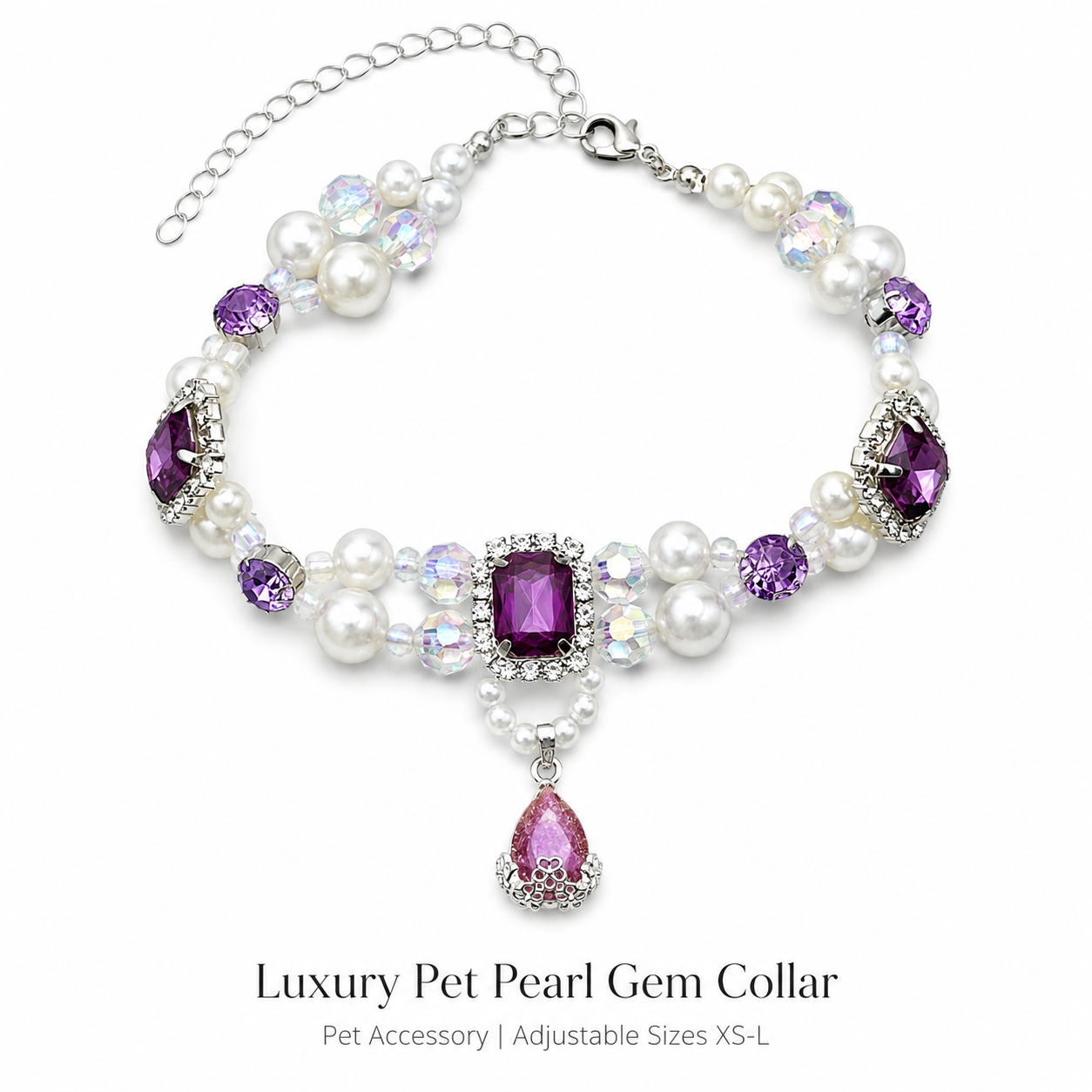 Princess‑Style Handmade Beaded Collar for Kitten Yorkshire Maltese
