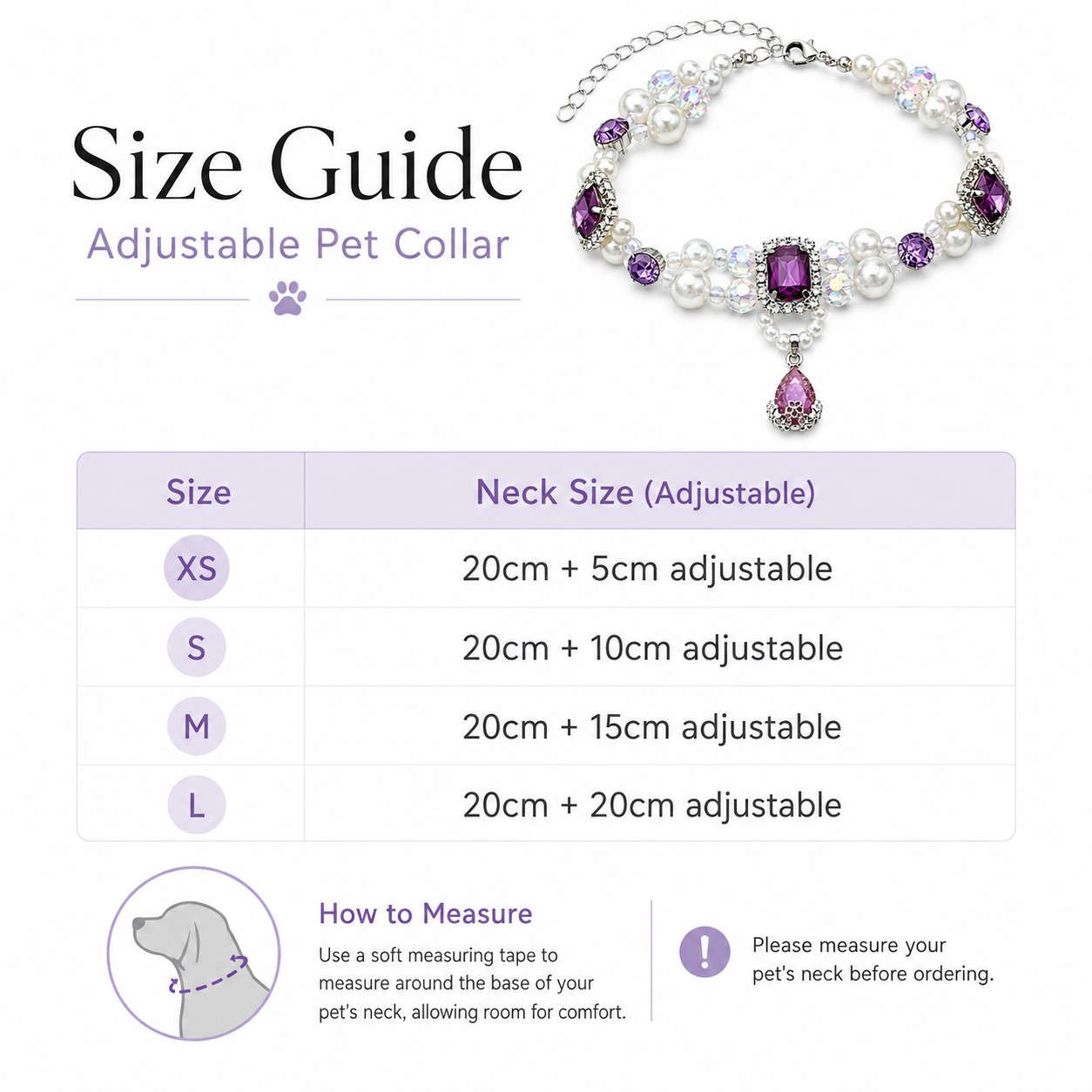 Princess‑Style Handmade Beaded Collar for Kitten Yorkshire Maltese