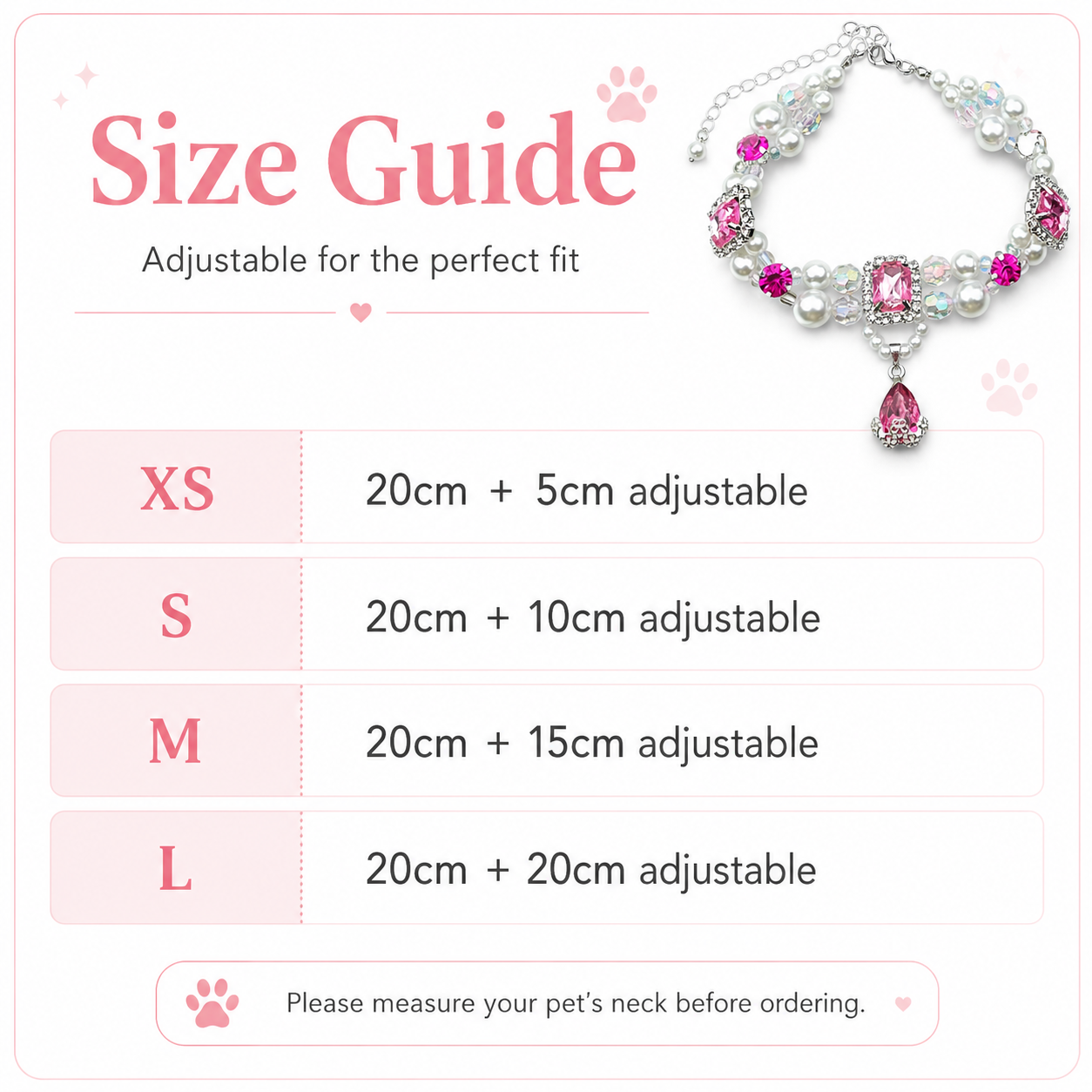 Luxury Pink Crystal Pearl Beaded Pet Collar for Cats Small Dogs