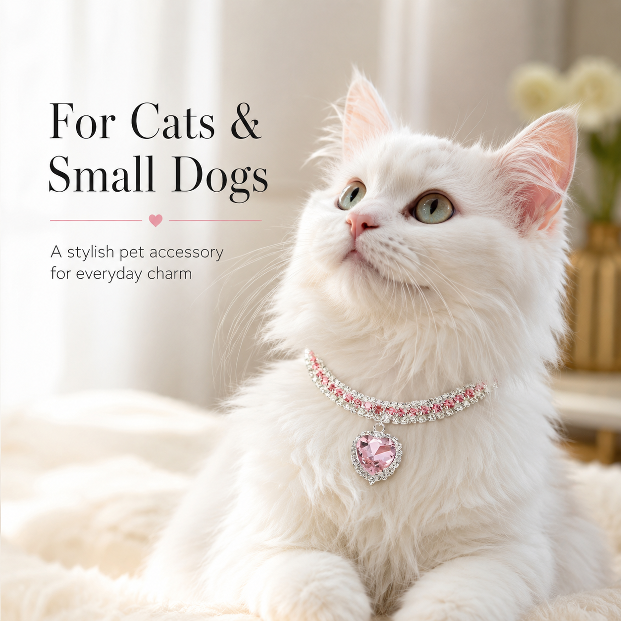 Luxury Princess Bling Pet Necklace Adjustable Sparkly Dog Collar for Photo Party Dress Up