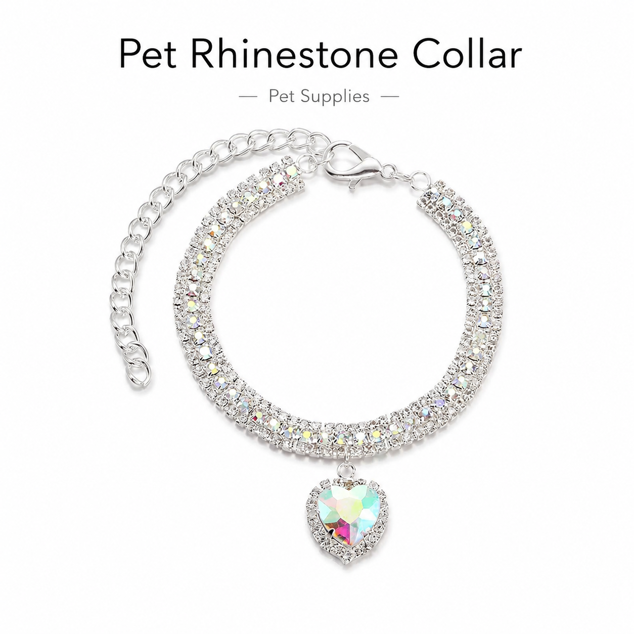 Sparkly Princess Pet Necklace Shiny Rhinestone Dog Collar for Wedding Photo Dress Up