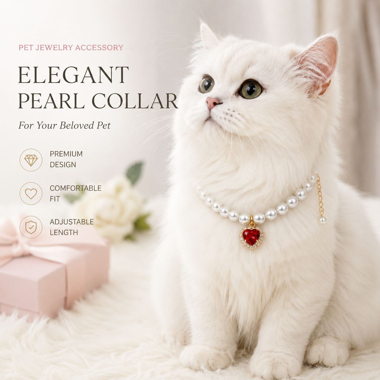 Elegant Beaded Pet Necklace for Maltese Teddy Chihuahua Kitten Party Photoshoot