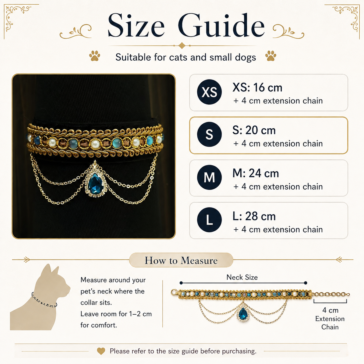 Vintage Black Velvet Pet Collar Luxury Blue Teardrop Gem Cat Necklace for Small Dogs