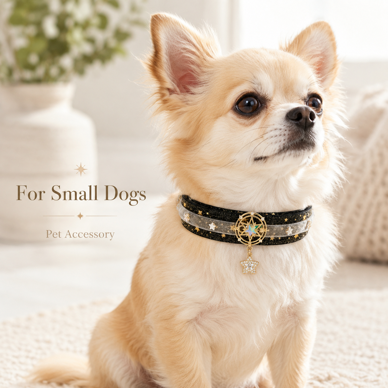 Black Star Velvet Pet Choker Star Moon Rhinestone Star Pendant Decor Necklace for Cats Small Dogs