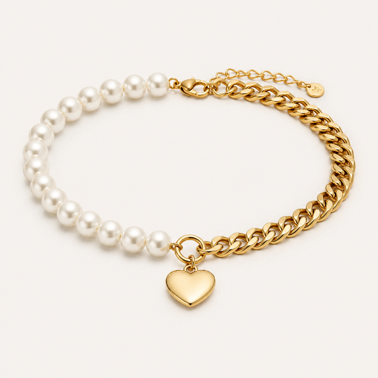 Aurelia Pearl & Cuban Chain Collar on a warm white background